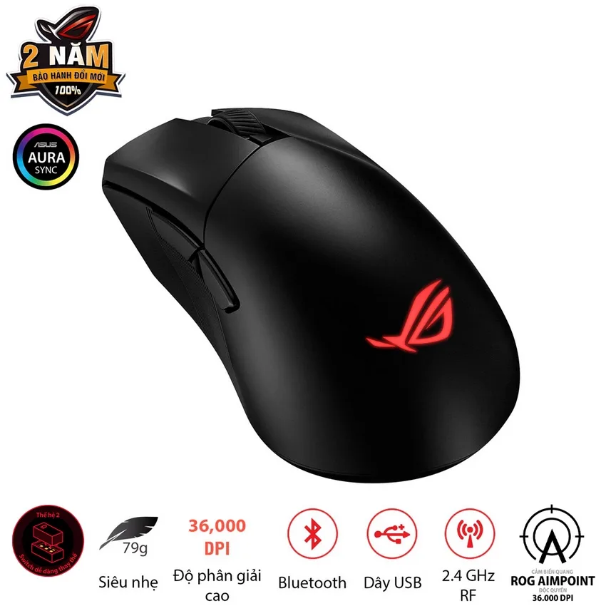Chuột game Asus ROG Gladius III Wireless Aimpoint Black (P711) (USB/RGB) thumb 2