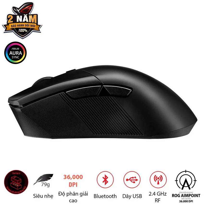 Chuột game Asus ROG Gladius III Wireless Aimpoint Black (P711) (USB/RGB) thumb 3