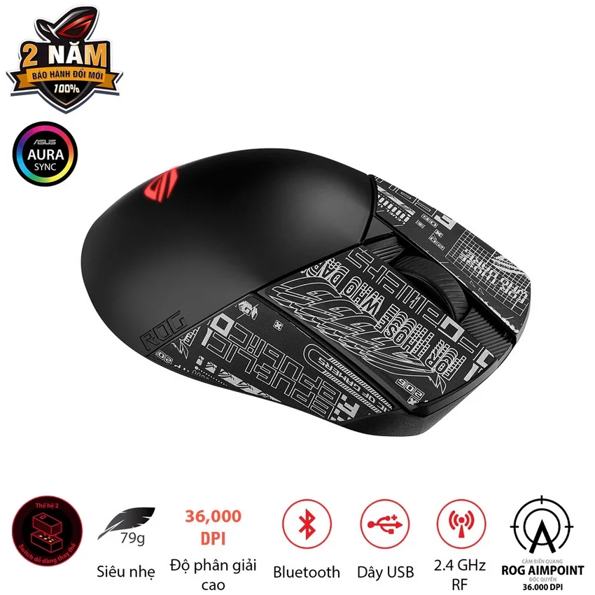 Chuột game Asus ROG Gladius III Wireless Aimpoint Black (P711) (USB/RGB) thumb 6