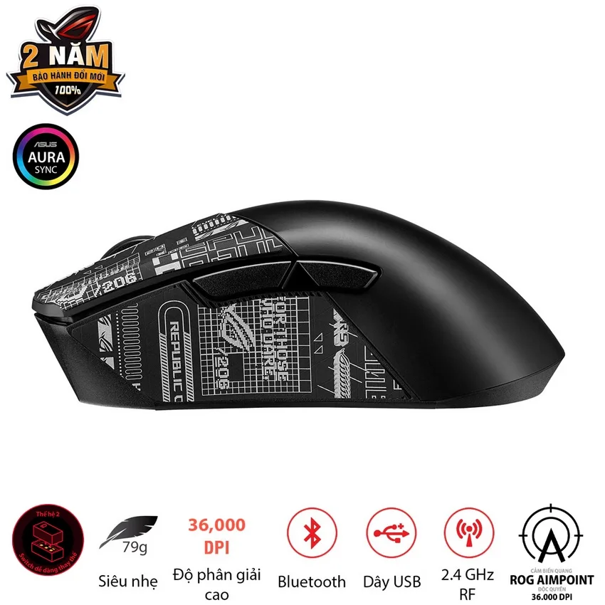Chuột game Asus ROG Gladius III Wireless Aimpoint Black (P711) (USB/RGB) thumb 7