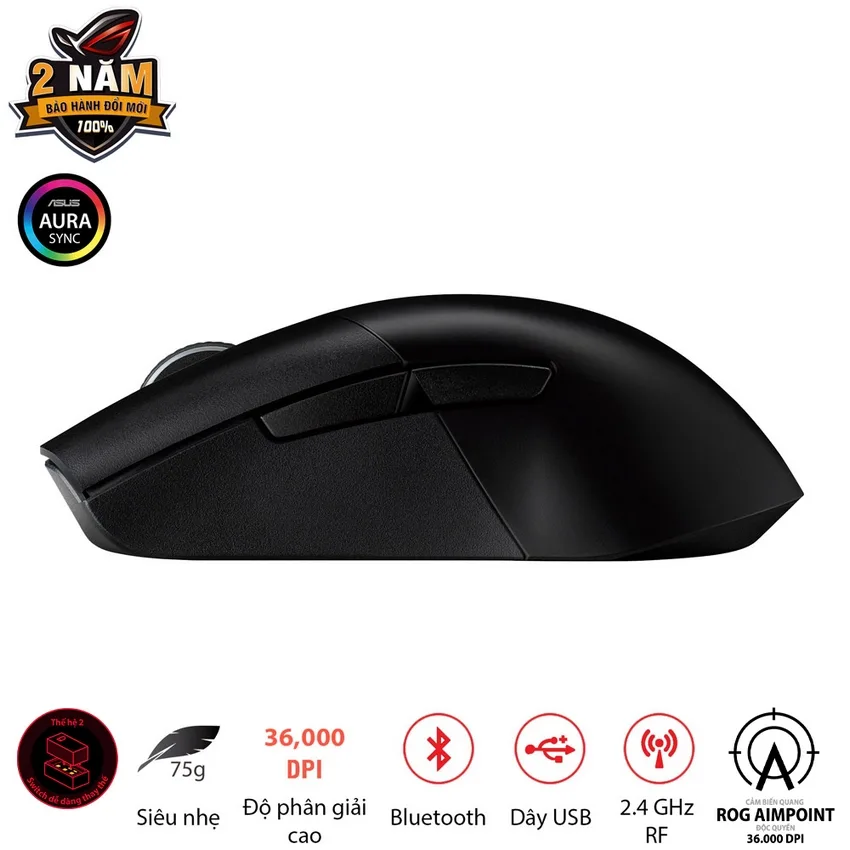 Chuột game Asus ROG Keris Wireless Aimpoint Black (P709) (USB/RGB) thumb 4