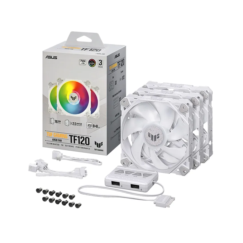 Fan Case Asus TUF GAMING TF120 ARGB 3IN1 WHITE ( Pack 3 Fan 12cm / Có Hub) thumb 2