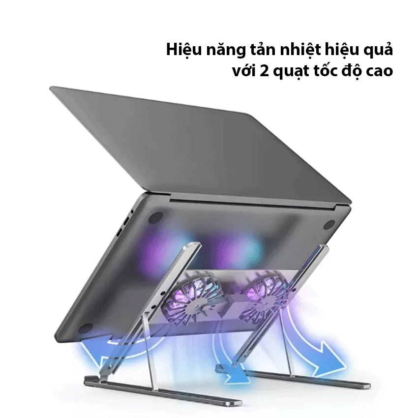 Giá Đỡ LAPTOP MACBOOK iPAD Kiêm Đế Tản Nhiệt Boneruy P11F 11-15.6 inch 2 Quạt LED 7cm thumb 2