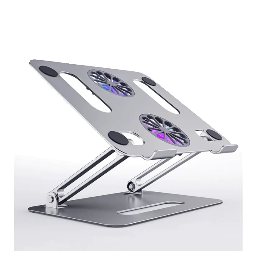 Giá Đỡ LAPTOP MACBOOK iPAD Kiêm Đế Tản Nhiệt Boneruy P43F 11-15.6 inch 2 quạt Led màu Bạc