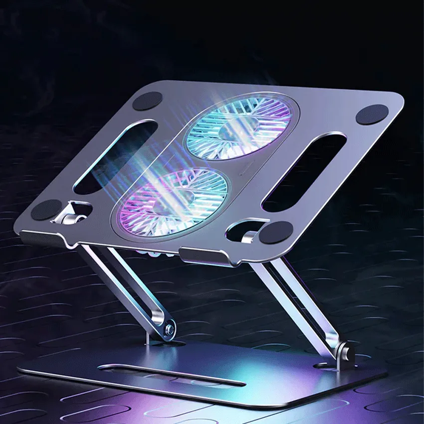 Giá Đỡ LAPTOP MACBOOK iPAD Kiêm Đế Tản Nhiệt Boneruy P43F 11-15.6 inch 2 quạt Led màu Xám thumb 3