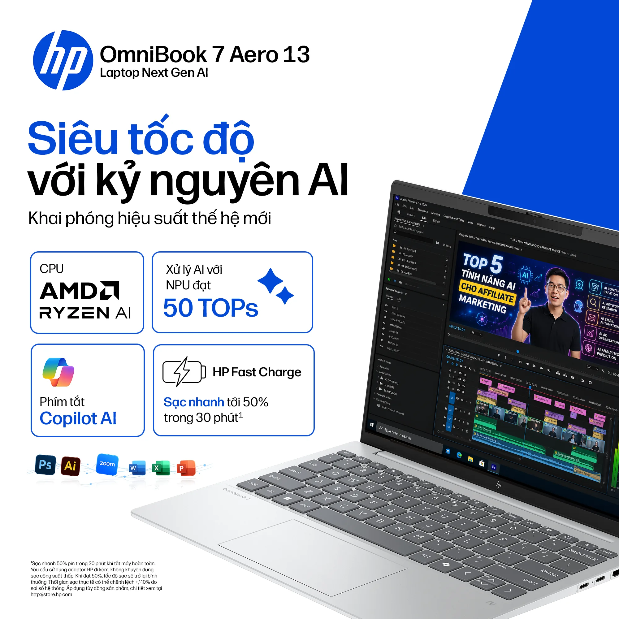 Laptop HP OmniBook 7 13-bg1083AU (BZ7R9PA) (Ryzen AI 7 350/32GB RAM/512GB SSD/13.3 WUXGA/Win11&amp;OfficeHS24+365/Bạc)