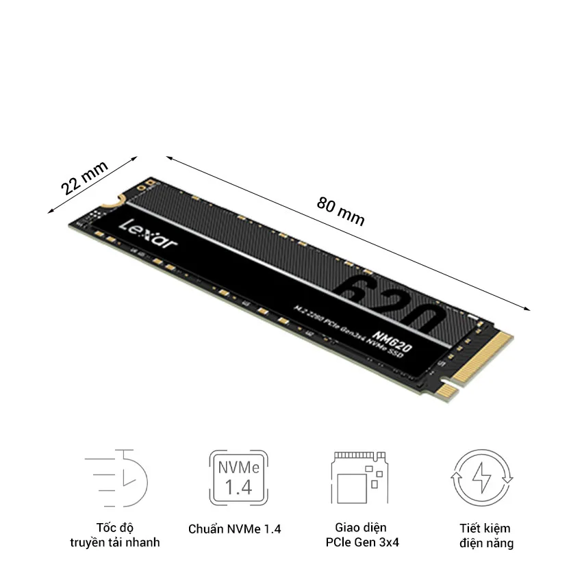 Ổ Cứng SSD LEXAR NM620 512GB – M.2 2280 PCIe Gen3 x4 (Đọc 3300MB/s - Ghi 2400MB/s) - (LNM620X512G-RNNNG) thumb 2