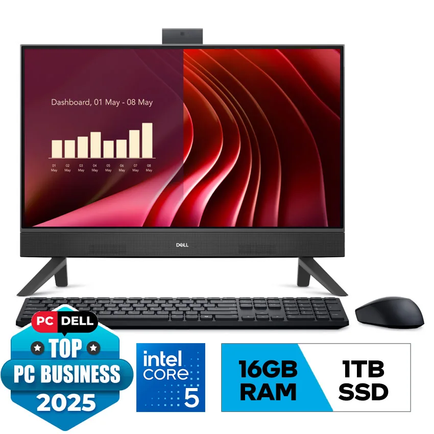 PC Dell 24  AIO EC24250 (i5 1334U/16GB DDR4/1TB GB SSD/23.8 inch FHD/Camera/WL+BT/KB+M/Win 11H/Office2024/Đen) (DR93T51)