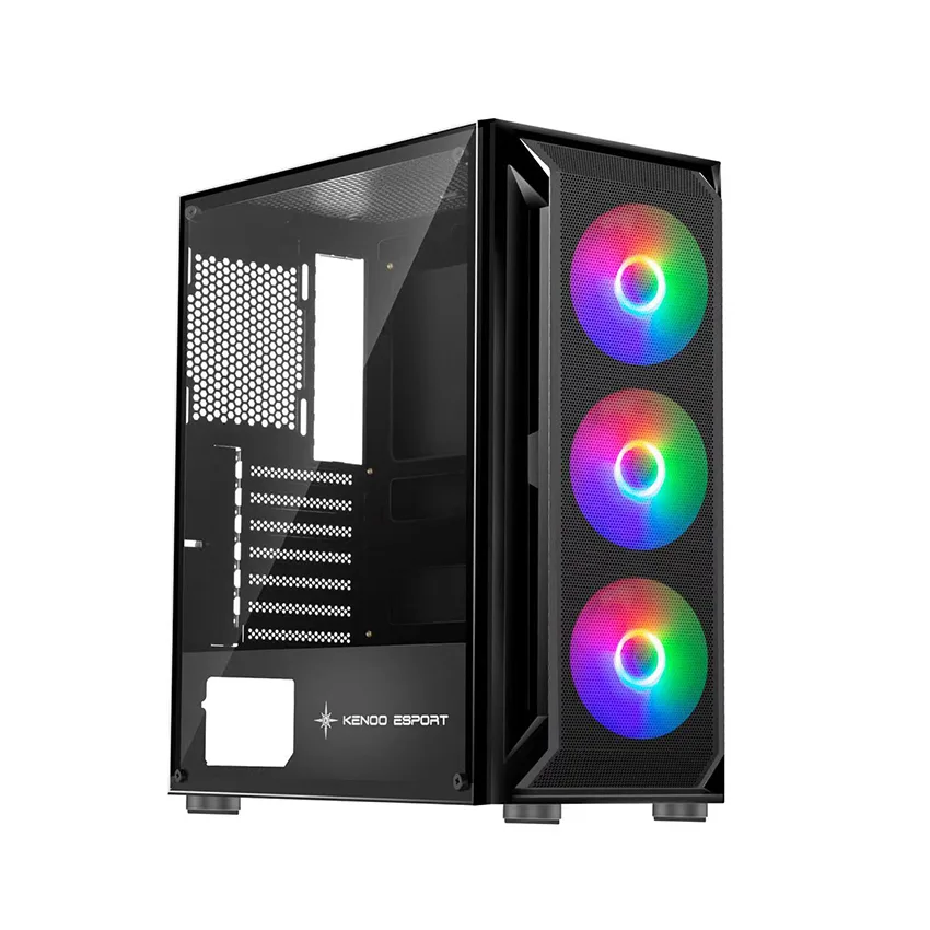 Vỏ case KENOO ESPORT AF302-3F Black   (Mid Tower / Màu Đen ) thumb 2